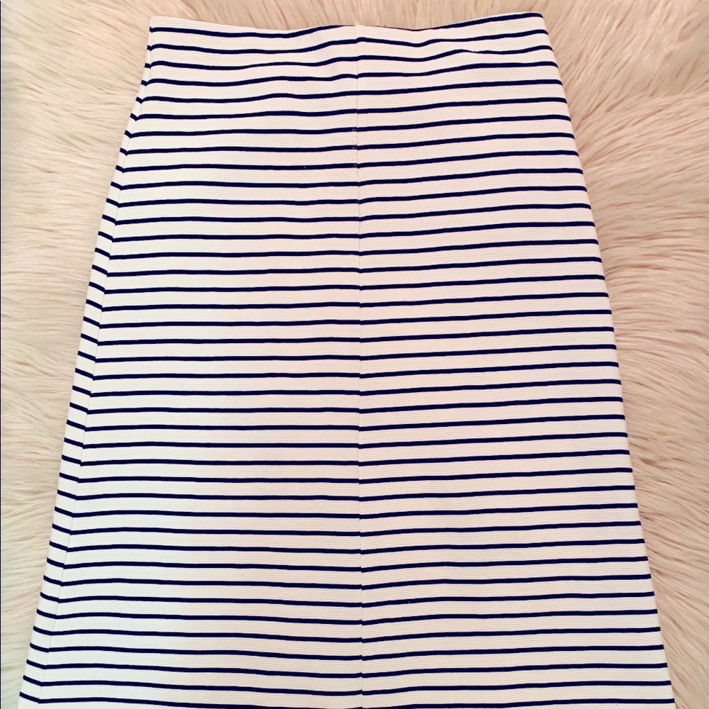 Loft black white striped pencil skirt